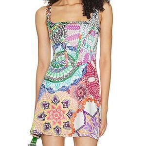 AFRM Raven Corset Mini Dress Multi Crochet Print Revolve Size S/P EUC
